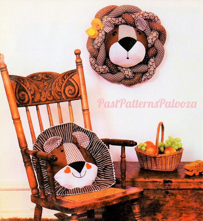 Vintage Sewing Pattern Cute Fabric Lion Head Pillow and Wall Hanging PDF Instant Digital Download Jungle Safari Nursery Childs Room Decor image 3