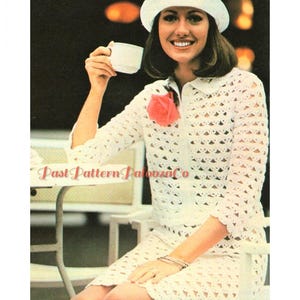 Vintage Quick Crochet Pattern Womens Twiggy Lace Shell Suit Jacket Skirt Set PDF Instant Digital Download 60s Easy Beginners Outfit
