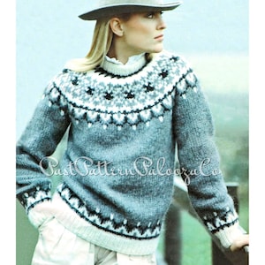 Vintage Knitting Pattern Classic Nordic Icelandic Sweater Adults Fair Isle Pullover Jumper PDF Instant Digital Download FairIsle 14 Ply