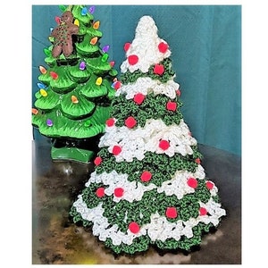 Vintage Crochet Pattern 12" Mini Snowy Christmas Tree PDF Instant Digital Download Crocheted Holiday Decor Amigurumi Centerpiece B2 image 2