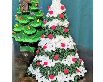 Vintage Crochet Pattern 12" Mini Snowy Christmas Tree PDF Instant Digital Download Crocheted Holiday Decor Amigurumi Centerpiece B2