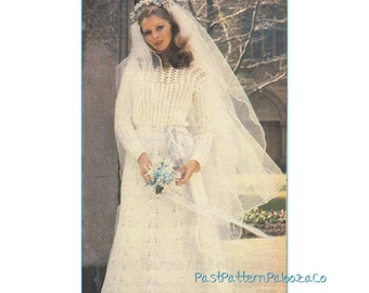 Vintage Crochet Pattern Retro Lacy Spring Wedding Dress PDF Instant Digital Download Heirloom Mod Boho Chic Maxi Gown 1970s