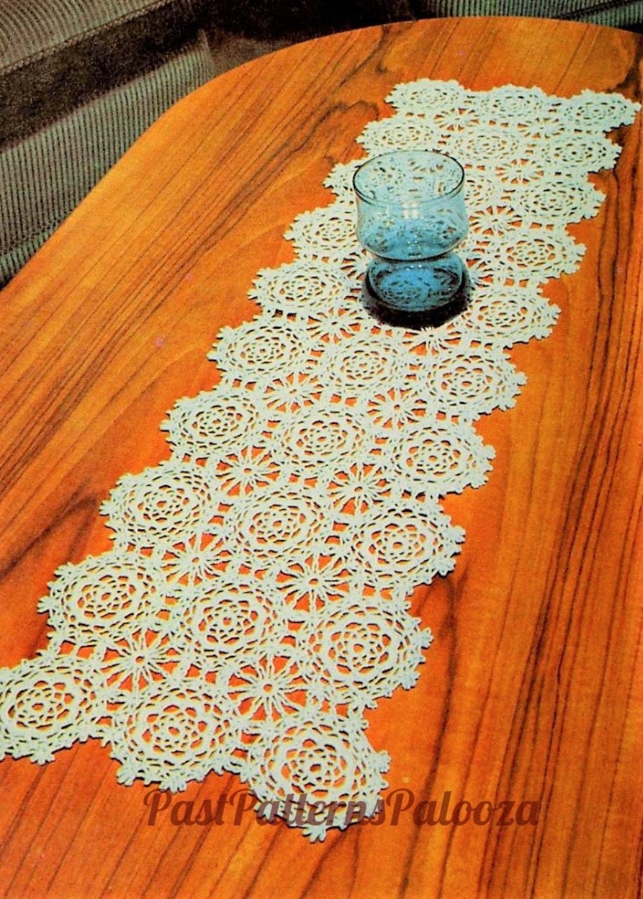 Vintage Crochet Pattern Classic Doily Motif Table Runner