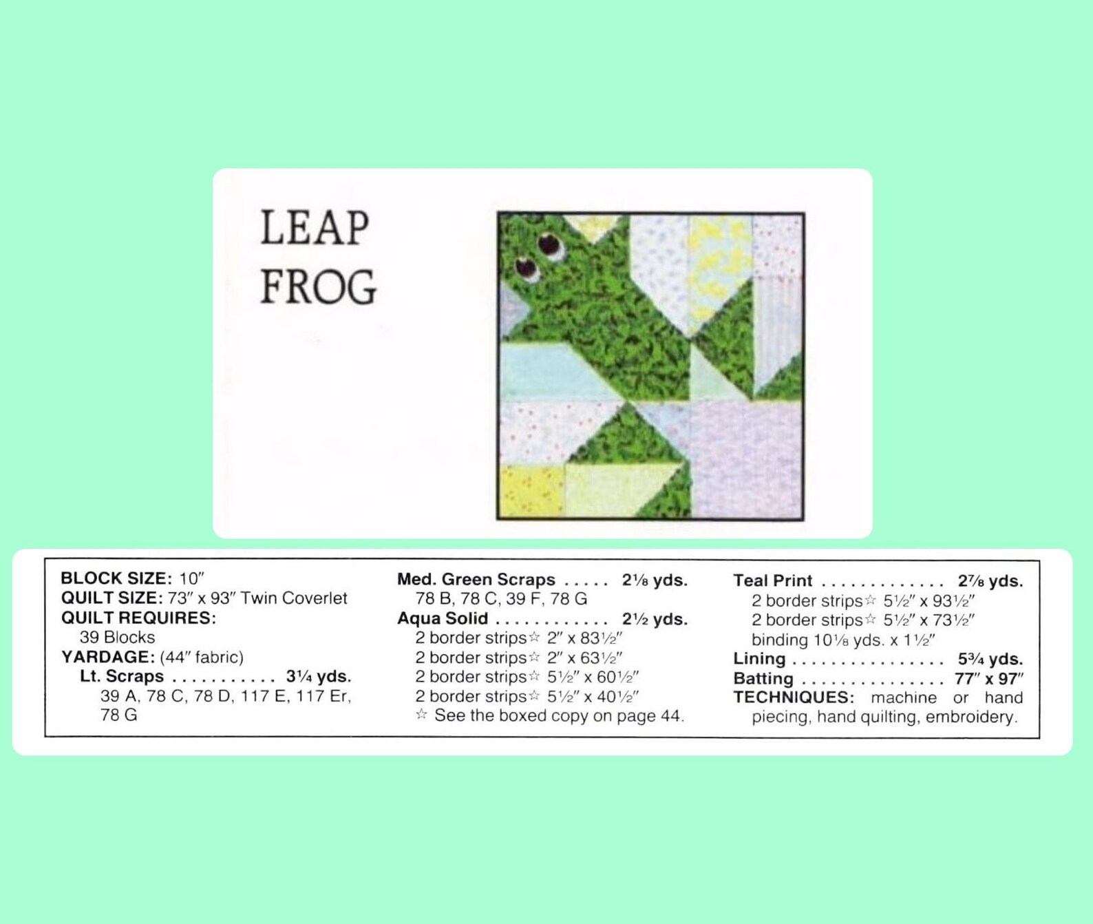 Vintage Sewing Pattern Leap Frog Bed Quilt PDF Instant Digital Download ...