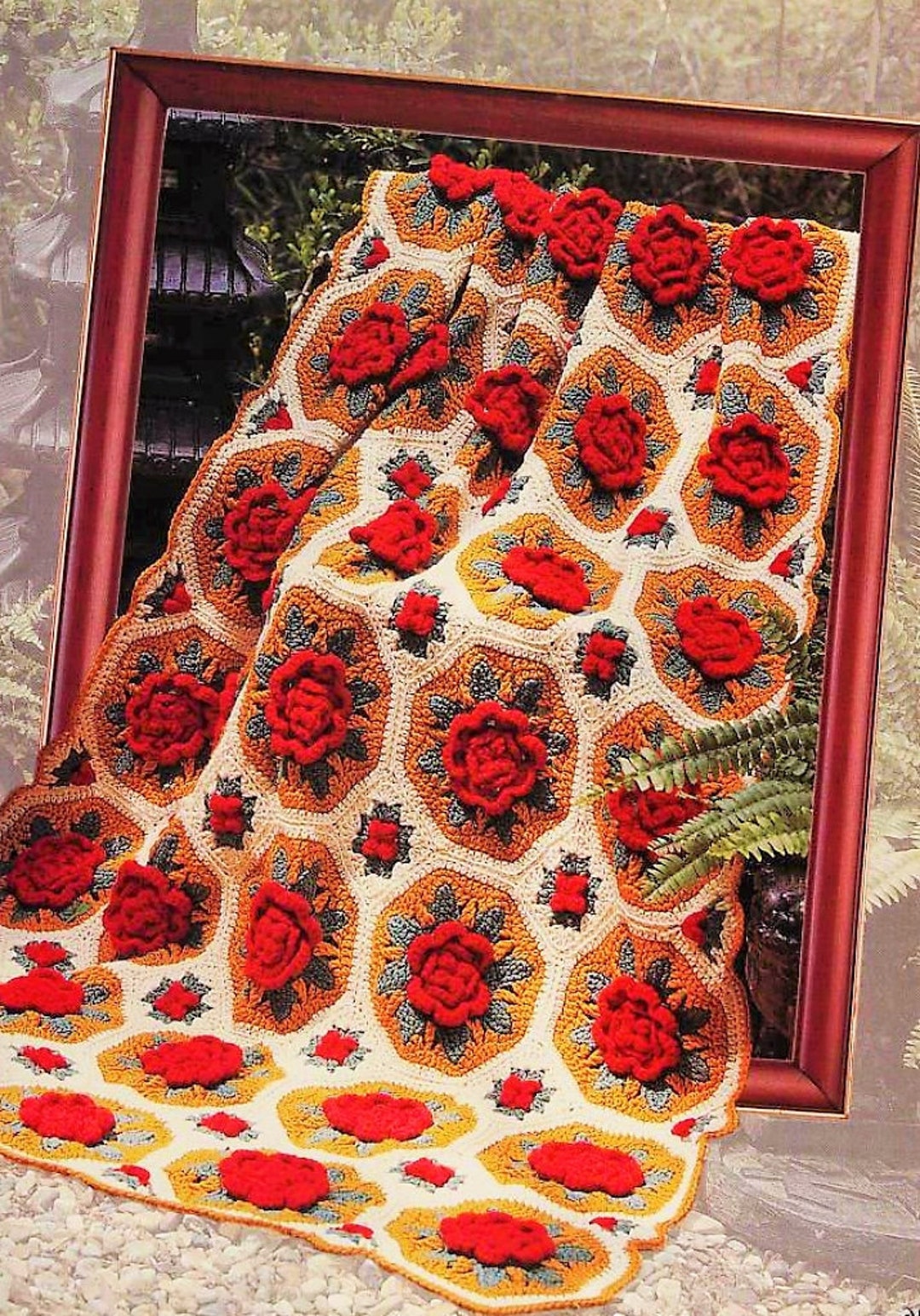 Vintage Crochet Pattern Antique Poppies Afghan Granny Octagon Squares PDF Instant Digital Download Popcorn Stitch Poppy Flowers 10 Ply Etsy Canada