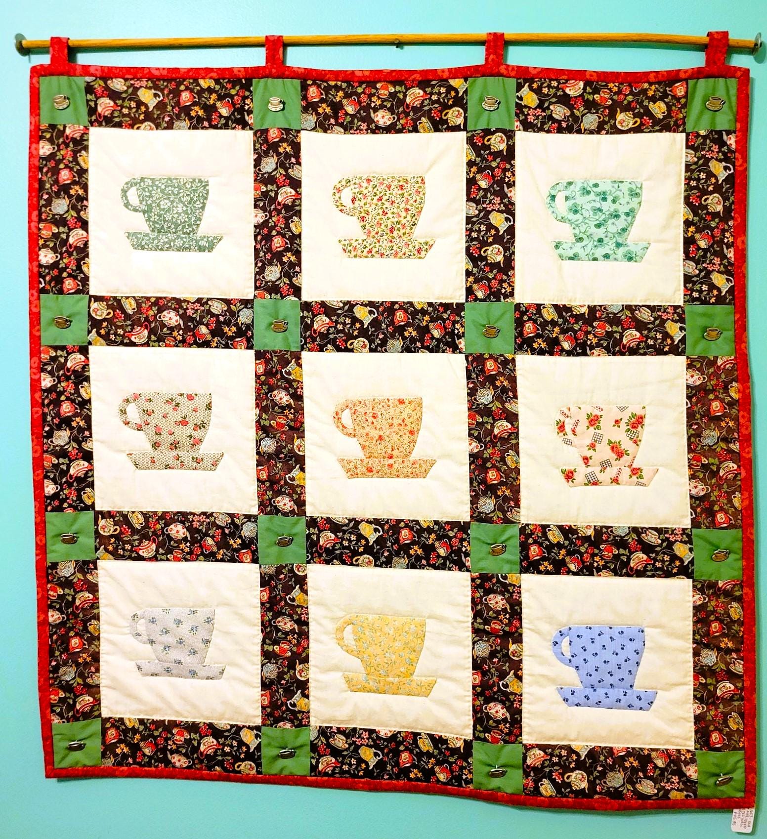 よしよし　　　OLD CALICO PATCH WORK QUILT Calico Patch Designs Vicki McCarty Wool Applique Quilt