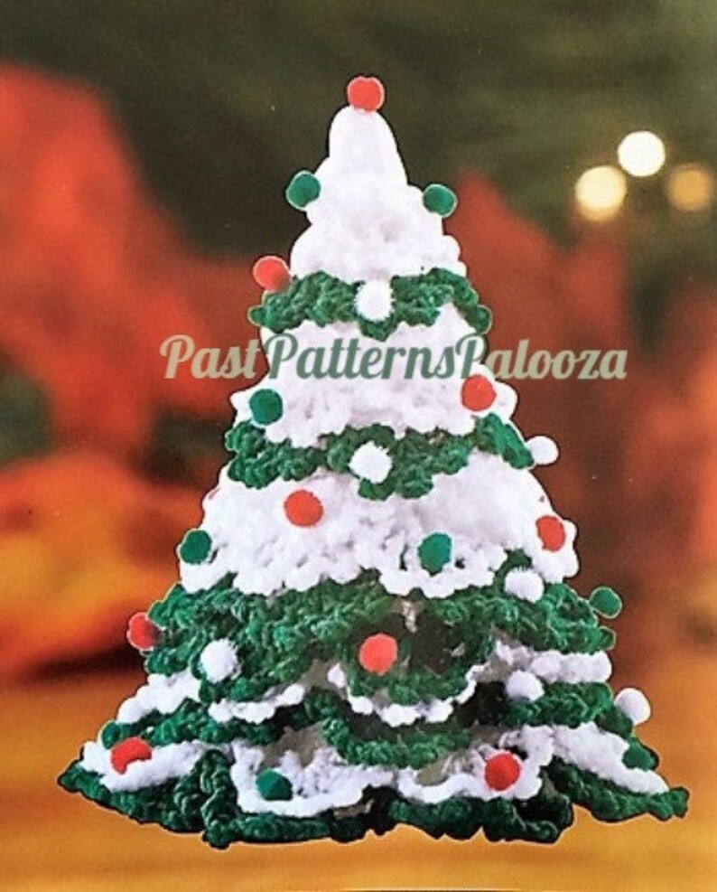 Vintage Crochet Pattern 12" Mini Snowy Christmas Tree PDF Instant Digital Download Crocheted Holiday Decor Amigurumi Centerpiece B2 image 3
