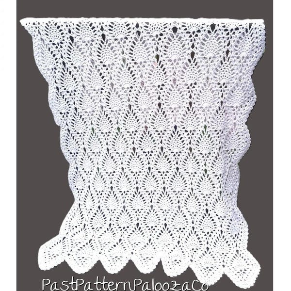 Vintage Crochet Afghan Pattern Snuggly Pineapple Throw PDF Instant Digital Download Pineapples Motif Blanket Design 50x67 10 Ply