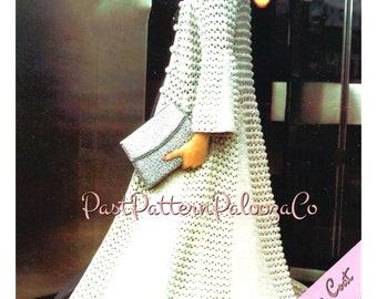 Vintage Crochet Pattern Womens Flared Dressy Maxi Evening Coat or Dressing Robe PDF Instant Digital Download Wedding House Gown