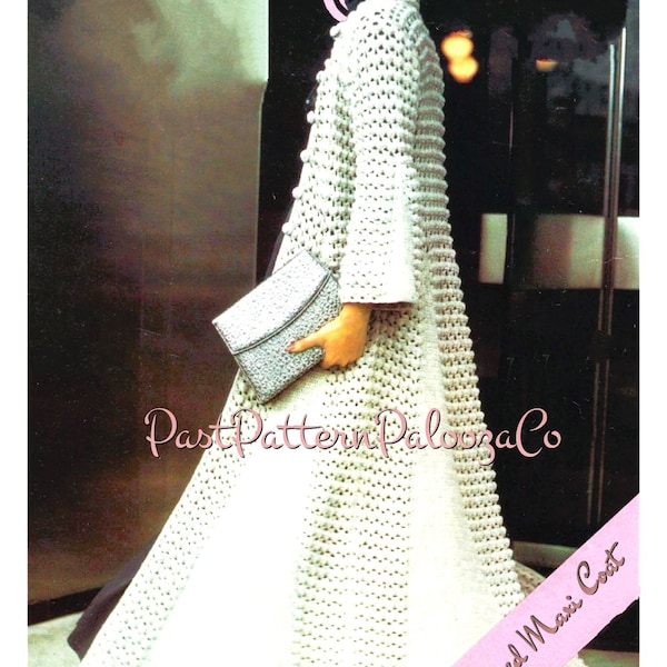 Vintage Crochet Pattern Womens Flared Dressy Maxi Evening Coat or Dressing Robe PDF Instant Digital Download Wedding House Gown