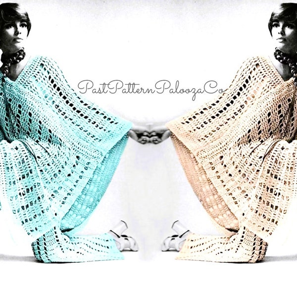 Vintage Crochet Pattern Womens Lacy Poncho and Pants Outfit Set PDF Instant Digital Download 1970s Bohemian Boho Hippie Chic 12 Ply