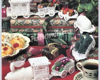 Vintage Crochet Pattern Christmas Train Holiday Express PDF Instant Digital Download Candy Treat Holder Xmas Display Decor Cotton Thread