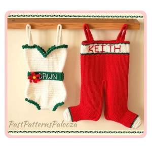 Vintage Crochet Pattern Funny His & Hers Christmas Stockings Girdle Corset Long Johns Underwear Novelty Socks PDF Instant Digital Download