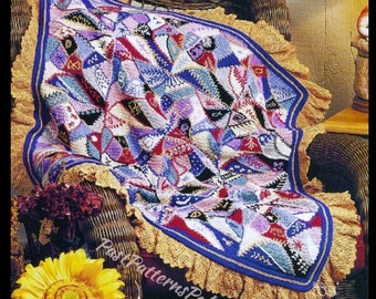 Vintage Crochet Pattern Victorian Crazy Quilt Afghan PDF Instant Digital Download Antique Patchwork Throw Blanket 37x46 5 Ply