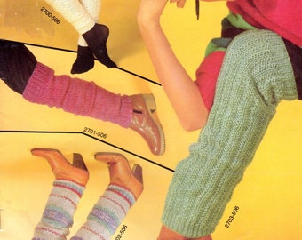 Vintage Knitting Pattern Knit Legwarmers PDF Instant Digital Download Retro Leg Warmers 80s 1980s 10 Ply Aran