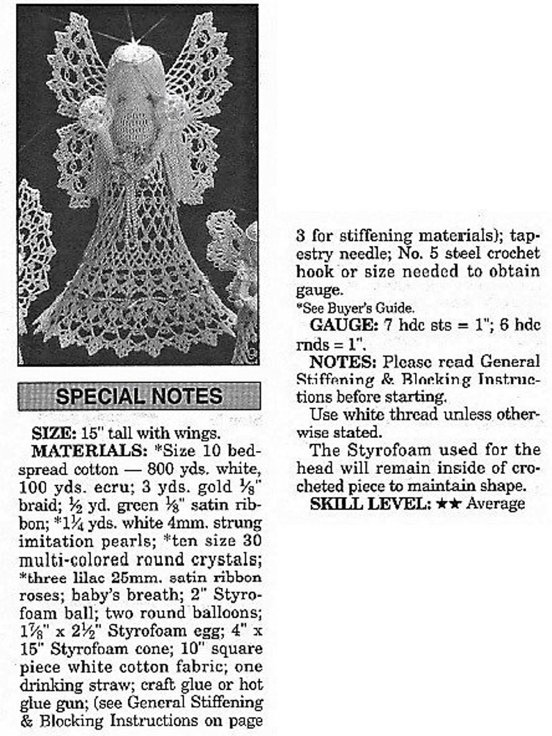 Vintage Crochet Pattern Cotton Thread Lace Christmas Angels PDF Instant Digital Download 3 Designs Ornaments Centerpieces Mantel Decor image 2