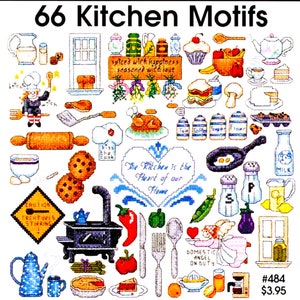 Vintage Cross Stitch Patterns Mini Kitchen Themed Motifs PDF Instant Digital Download Embroidery 66 Cottagecore Designs A1