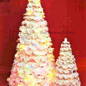 Vintage Crochet Pattern Large Snowy White Christmas Trees in 22 and 40 inch PDF Instant Digital Download Lighted Centerpiece 10 Ply B2