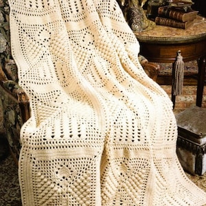 Vintage Crochet Pattern Popcorn Angel Squares Afghan PDF Instant Digital Download Lacy Heavenly Nativity Blanket 10 Ply