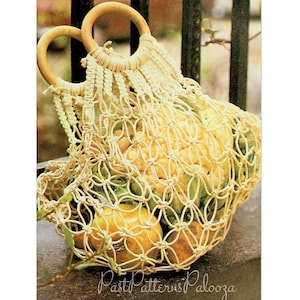 Vintage Macrame Pattern Mesh Produce Shopping Bag Tote PDF Instant Digital Download Retro Parcel String Fruit Keeper