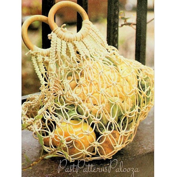 Vintage Macrame Pattern Mesh Produce Shopping Bag Tote PDF Instant Digital Download Retro Parcel String Fruit Keeper