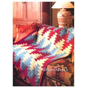 Vintage Crochet Afghan Pattern Santa Fe Navajo Indian Blanket PDF Instant Digital Download Navajo Indian Geometric Diamonds Throw 10 Ply