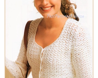 Vintage Crochet Pattern Womens Lacy Summer Cardigan Crop Sweater Top PDF Instant Digital Download DK