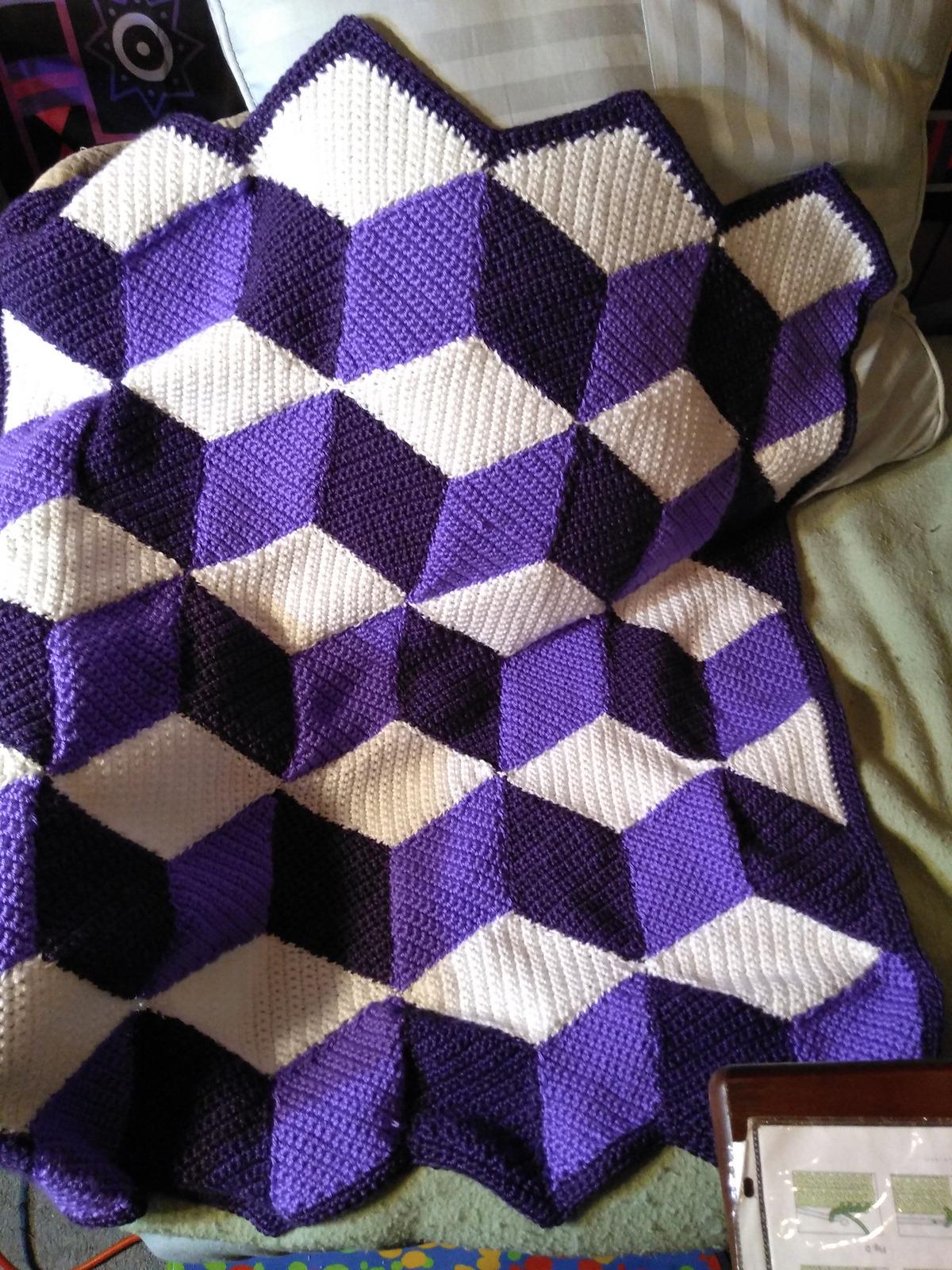 Vintage Crochet Afghan Pattern Diamond Building Blocks PDF Instant ...