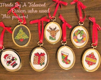 Vintage Cross Stitch Patterns Mini Christmas Ornaments PDF Instant Digital Download 50 Classic Holiday Designs 2-3 Inch
