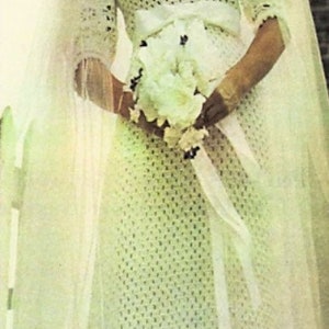 Vintage Crochet Pattern Lacy Daisy Wedding Dress Ribboned Empire Waist PDF Instant Digital Download Heirloom Quality Retro 1970s 4 Ply