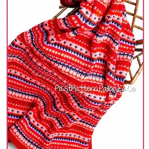 Vintage Knitting Pattern Nordic Firelight Afghan Striped Blanket PDF Instant Digital Download FairIsle Throw 10 Ply