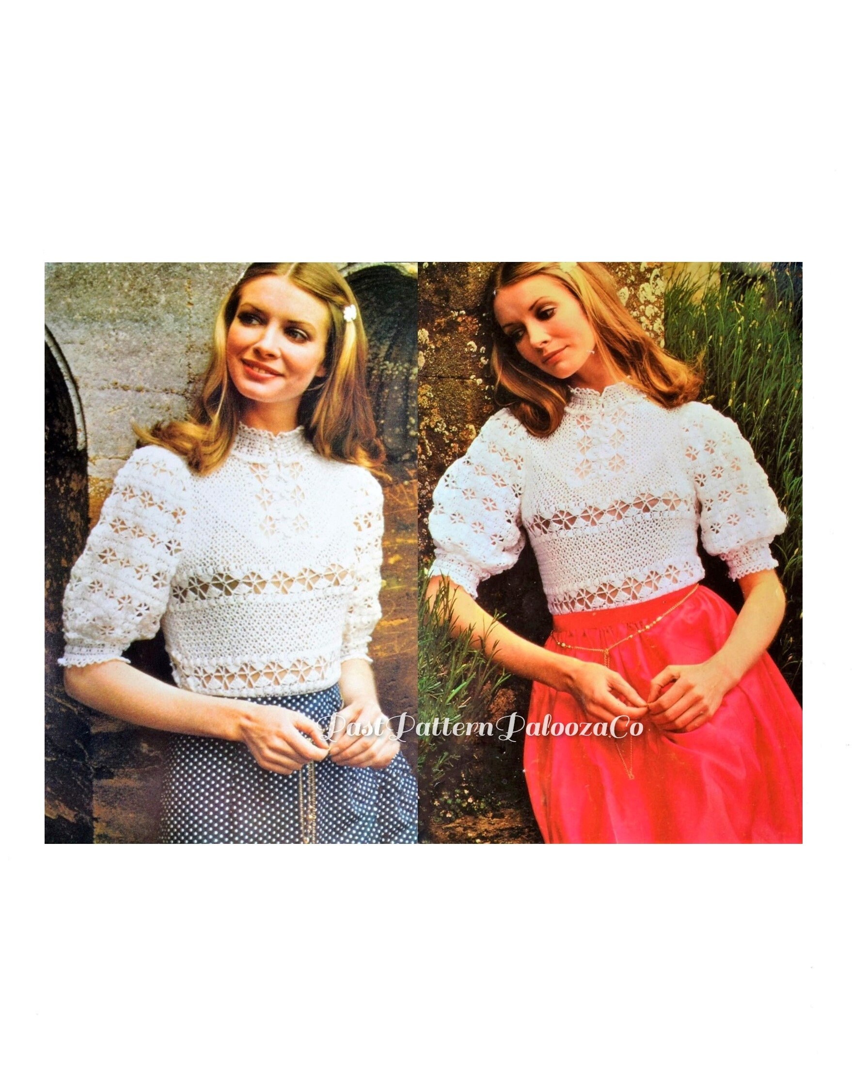 Vintage Crochet Pattern Lacy Victorian Top Romantic Puff