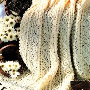 Vintage Crochet Pattern Beautiful Flower Chains Afghan PDF Instant Digital Download Shell & Lace Stitch Daisy Strips Blanket 48x70 10 Ply