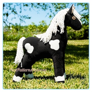 Vintage Sewing Pattern 18" Plush Pinto Pony Horse Corduroy Fabric Soft Toy PDF Instant Digital Download Sewn Realistic Farm Animal