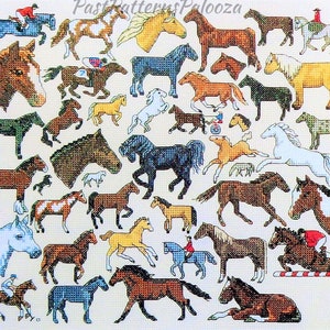 Vintage Cross Stitch Patterns Mini Horse Motifs PDF Instant Digital Download Embroidery 40 Cute Miniature Horse Pony Designs A1