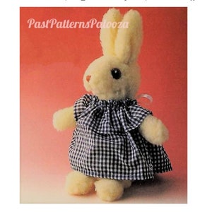 Vintage Sewing Pattern 15" Girl Bunny Mrs Cottontail Rabbit Faux Fur Fabric Soft Sculpture Plush PDF Instant Digital Download Stuffed Toy