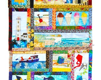 Vintage Sewing Pattern Seaside Paradise Quilt Wall Hanging PDF Instant Digital Download Beach Beachy Nautical Appliques Summer Throw 23 x 30