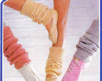 Vintage Knitting Patterns Womens Girls Legwarmers PDF Instant Digital Download Retro Leg Warmers Quick Easy Knit DK 8 Ply