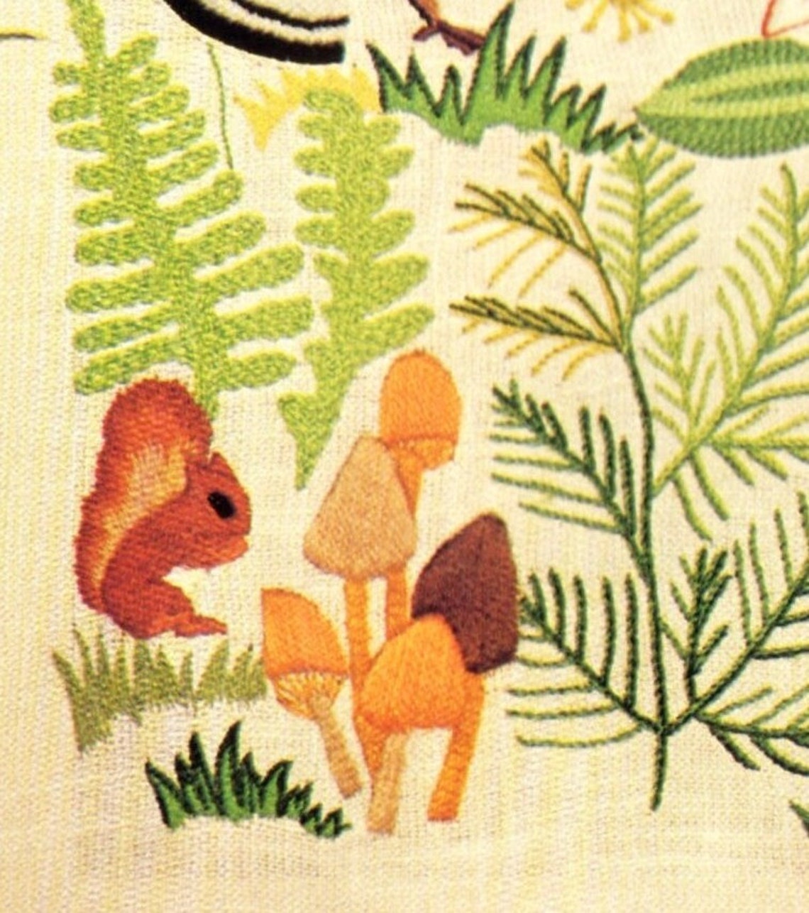 Crewel Insects Vintage Crewel Embroidery Pattern Woodland Plants Animals Botanical ...