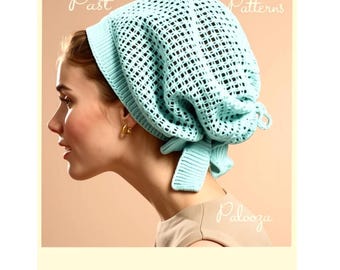 Vintage Crochet Pattern Womens Net Hood Head Scarf Snood Retro Hair Holder Drawstring Tie PDF Instant Digital Download Cotton Thread No. 10