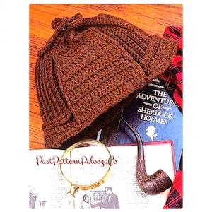 Vintage Crochet Pattern Deer Stalker Sherlock Holmes Hat Hunter Cap with Earflaps Instant Digital Download Deerstalker Hat 10 Ply