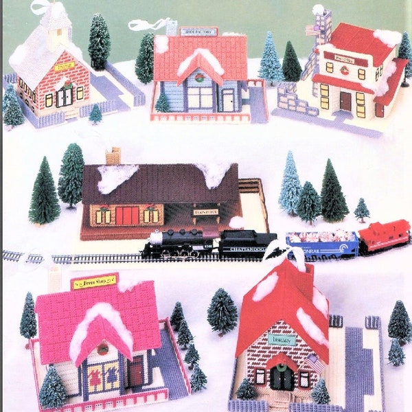 Vintage Plastic Canvas Pattern Christmas Village Book No. 2 PDF Instant Digital Download Holiday Town 7 Mesh