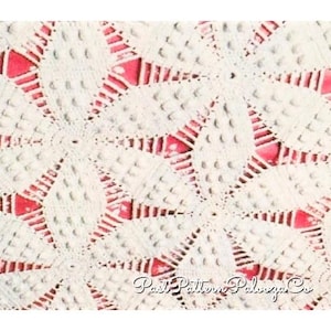 Vintage Thread Crochet Pattern Lacy Daisy Popcorn Flower Bed Spread PDF Instant Digital Download Heirloom Antique Bedspread Cotton  Coverlet