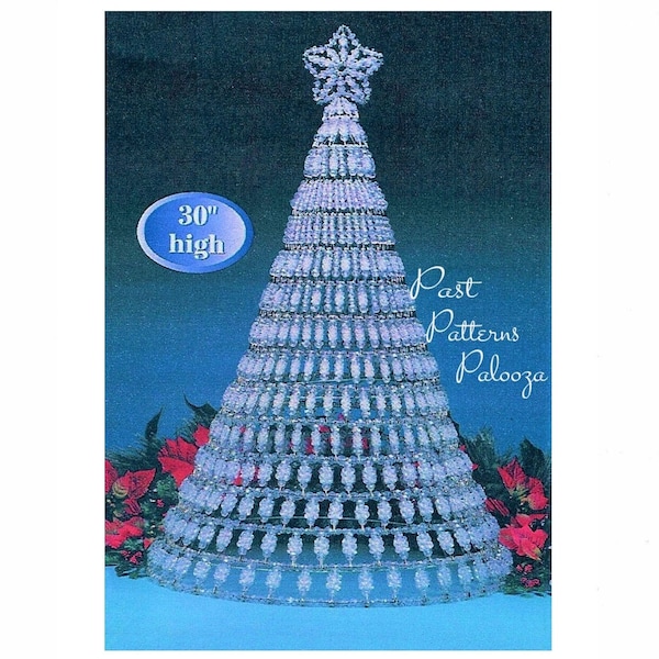 Vintage Christmas Beading Pattern Large 30" Crystal Safety Pin Christmas Tree PDF Instant Digital Download Holiday Centerpiece Bead Craft