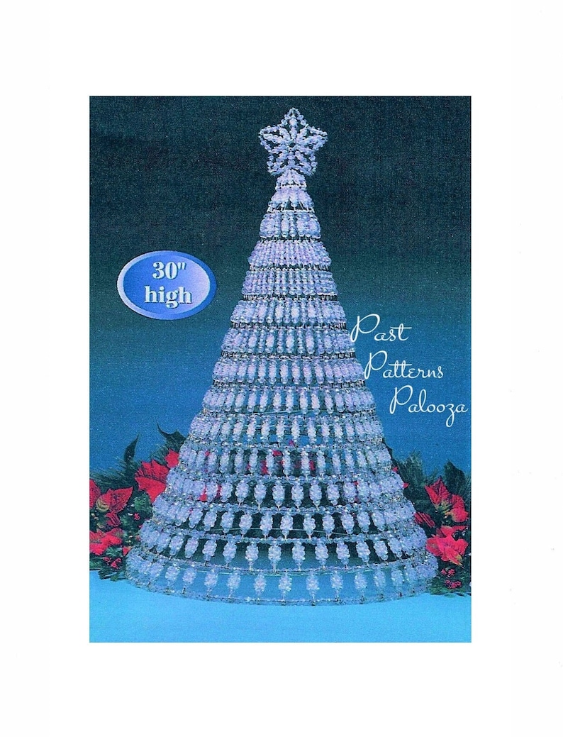 Vintage Christmas Beading Pattern Large 30" Crystal Safety Pin Christmas Tree PDF Instant Digital Download Holiday Centerpiece Bead Craft image 1