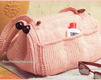Vintage Crochet Pattern Summer Purse Beach Bag Carry all Handbag PDF Instant Digital Download Cotton Thread Hand Bag Tote