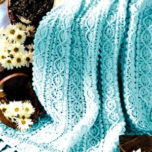 Vintage Crochet Pattern Beautiful Flower Chains Afghan PDF Instant Digital Download Shell & Lace Stitch Daisy Bobble Strips Blanket 48x70