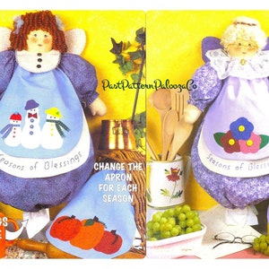 Vintage Sewing Pattern Angel Kitchen Bag Holders Catchers with Seasonal Aprons PDF Instant Digital Download Fabric Plastic Bag Organizers