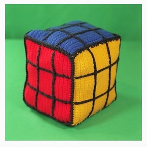 Vintage Crochet Pattern 8" Rubik's Cube Square Puzzle Pillow or Toy PDF Instant Digital Download Retro 1980s Plush Novelty Amigurumi 4 Ply imagem 2