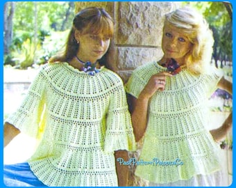 Vintage Crochet Pattern Womens Flouncy Spring Summer Tops PDF Instant Digital Download Lacy Openwork Feminine Blouse Tops Cotton 4 Ply